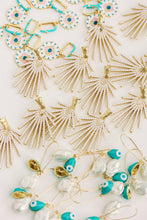 Load image into Gallery viewer, White Sunburst Statement Drop Earrings
