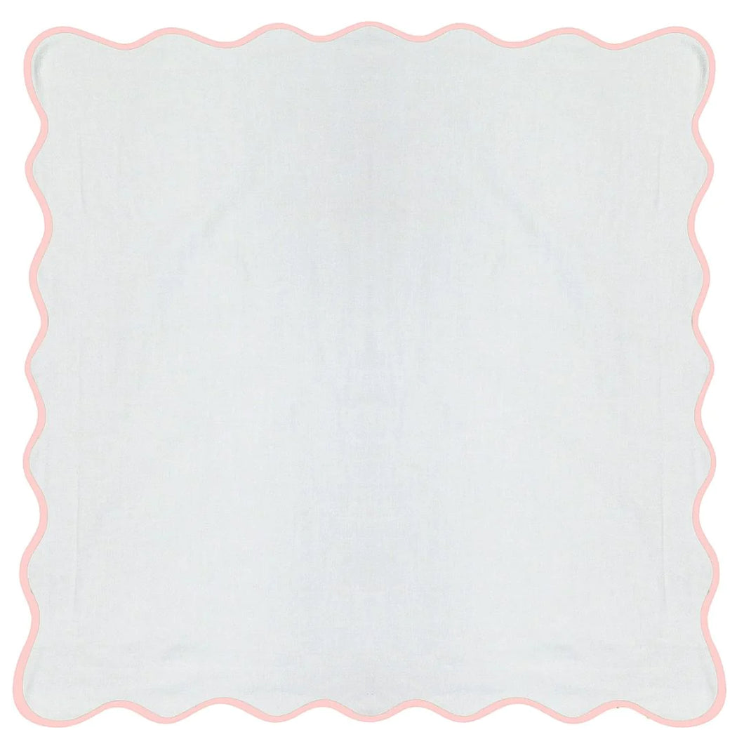 Scalloped Euro Sham, Pink / White by Laura Park