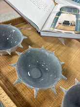 Load image into Gallery viewer, Stoneware Urchin Shaped Bowl w/ Spikes, Reactive Glaze, Blue &amp; White
