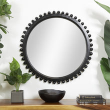 Load image into Gallery viewer, Black Mango Wood Wall Mirror With Beaded Detailing 35&quot; X 2&quot; X 35&quot;
