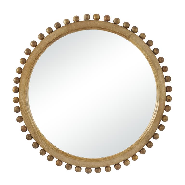 Mango Wood Wall Mirror With Beaded Detailing 35