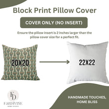 Load image into Gallery viewer, Decorative Block Print Linen Blend Pillow Cover - Lotus: Linen Blend / One Side / 14X14
