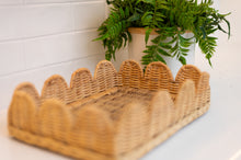 Load image into Gallery viewer, Scalloped Rattan Tray - Small
