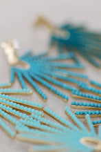 Load image into Gallery viewer, Turquoise Sunburst Statement Drop Earrings
