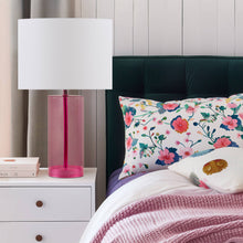 Load image into Gallery viewer, Drum Shade Glass Table Lamp, Pink
