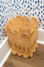 Load image into Gallery viewer, Square Rattan Scalloped Waste Basket
