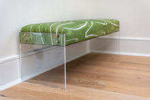 Load image into Gallery viewer, Acrylic leg bench with Kelly Wearstler Fabric
