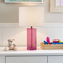 Load image into Gallery viewer, Drum Shade Glass Table Lamp, Pink

