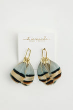 Load image into Gallery viewer, Brown Striped Fall Feather Statement Tassel Earrings
