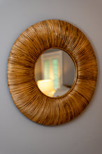 Load image into Gallery viewer, 32” round rattan mirror
