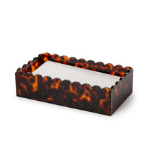 Load image into Gallery viewer, Tortoise Print Scalloped Edge Acrylic Guest Towel / Utensil Napkin Holder - Acrylic
