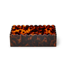 Load image into Gallery viewer, Tortoise Print Scalloped Edge Acrylic Guest Towel / Utensil Napkin Holder - Acrylic

