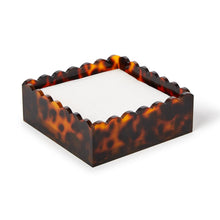 Load image into Gallery viewer, Tortoise Print Scalloped Edge Acrylic Cocktail Napkin Holder - Acrylic
