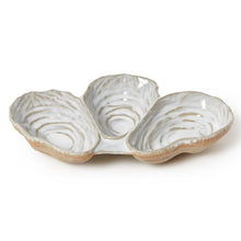 Load image into Gallery viewer, 3 Section Oyster Shell Tidbit Dish / Tray
