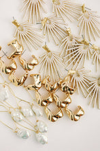 Load image into Gallery viewer, White Sunburst Statement Drop Earrings
