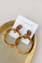 Load image into Gallery viewer, Dark Brown Bamboo Statement Drop Earrings
