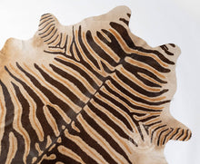 Load image into Gallery viewer, Wild Zebra Stripes on Beige Cowhide Rug: Brown / 6 X 7-8' / Zebra

