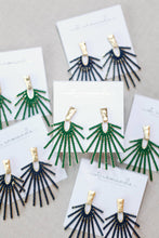 Load image into Gallery viewer, Olive Sunburst Statement Drop Earrings
