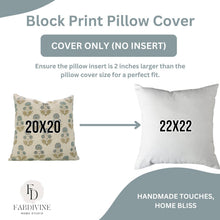 Load image into Gallery viewer, Boho Decor Block Print Linen Blend Pillow Cover - Rishi: Linen Blend / One Side / 22X22
