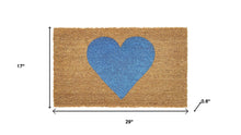 Load image into Gallery viewer, 17" X 29" Brown And Blue Heart Outdoor Coir Door Mat
