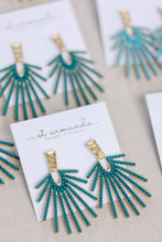 Load image into Gallery viewer, Turquoise Sunburst Statement Drop Earrings
