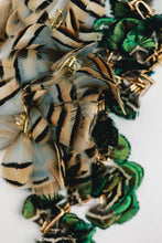 Load image into Gallery viewer, Brown Striped Fall Feather Statement Tassel Earrings

