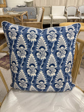 Load image into Gallery viewer, Blue and White Three Flower Pillows
