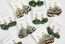 Load image into Gallery viewer, Brown Striped Fall Feather Statement Tassel Earrings
