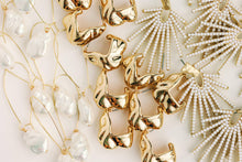 Load image into Gallery viewer, White Sunburst Statement Drop Earrings
