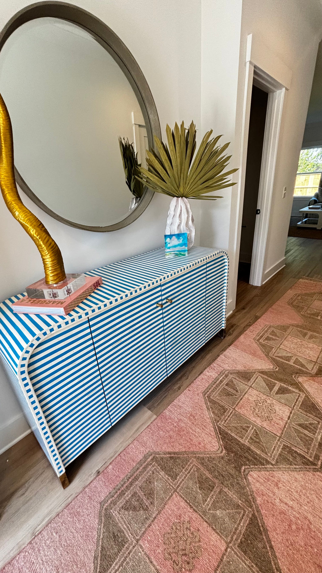 Blue Bone Inlay Waterfall Two Door Console