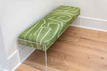 Load image into Gallery viewer, Acrylic leg bench with Kelly Wearstler Fabric
