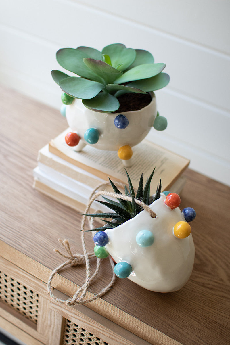 Ceramic Planter with Colorful Bubbles