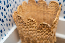 Load image into Gallery viewer, Square Rattan Scalloped Waste Basket
