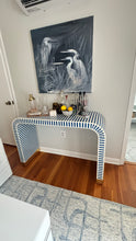 Load image into Gallery viewer, Bone Inlay Blue/White Waterfall Console Table
