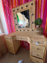 Load image into Gallery viewer, Madeline Girls/Teen Rattan Vanity with mirror and lights
