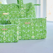 Load image into Gallery viewer, Petal Garden Green Signature Large Cosmetic Bag

