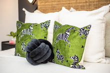 Load image into Gallery viewer, Velvet green zebra pillow case 22 x 22
