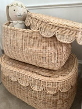 Load image into Gallery viewer, Scalloped Rattan Basket - Small - IN STOCK AND SHIPPING!
