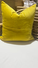 Load image into Gallery viewer, Laura Park 26x26 Boca Bay/Yellow Velvet Pillow
