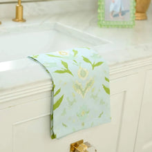 Load image into Gallery viewer, Petal Garden Aqua Tea Towel by Laura Park
