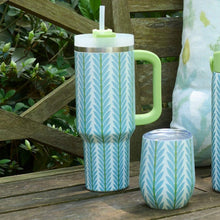 Load image into Gallery viewer, Frond French Blue 40 oz Tumbler by Laura Park
