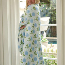 Load image into Gallery viewer, Marigold Ticking Stripe Blue Fleece Blanket by Laura Park
