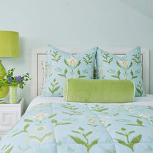 Load image into Gallery viewer, Petal Garden Aqua Comforter Full/Queen, 5-Piece Set by Laura Park
