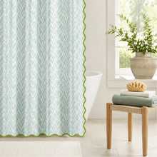 Load image into Gallery viewer, Petite Blue Frond Shower Curtain by Laura Park
