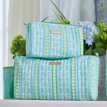 Load image into Gallery viewer, Rosemary Stripe Blue Signature Large Cosmetic Bag
