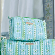 Load image into Gallery viewer, Rosemary Stripe Blue Signature Small Cosmetic Bag
