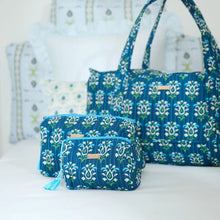Load image into Gallery viewer, Rosemary Indigo Signature Large Cosmetic Bag by Laura Park
