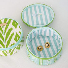 Load image into Gallery viewer, Rosemary Stripe Blue Round Jewelry Case
