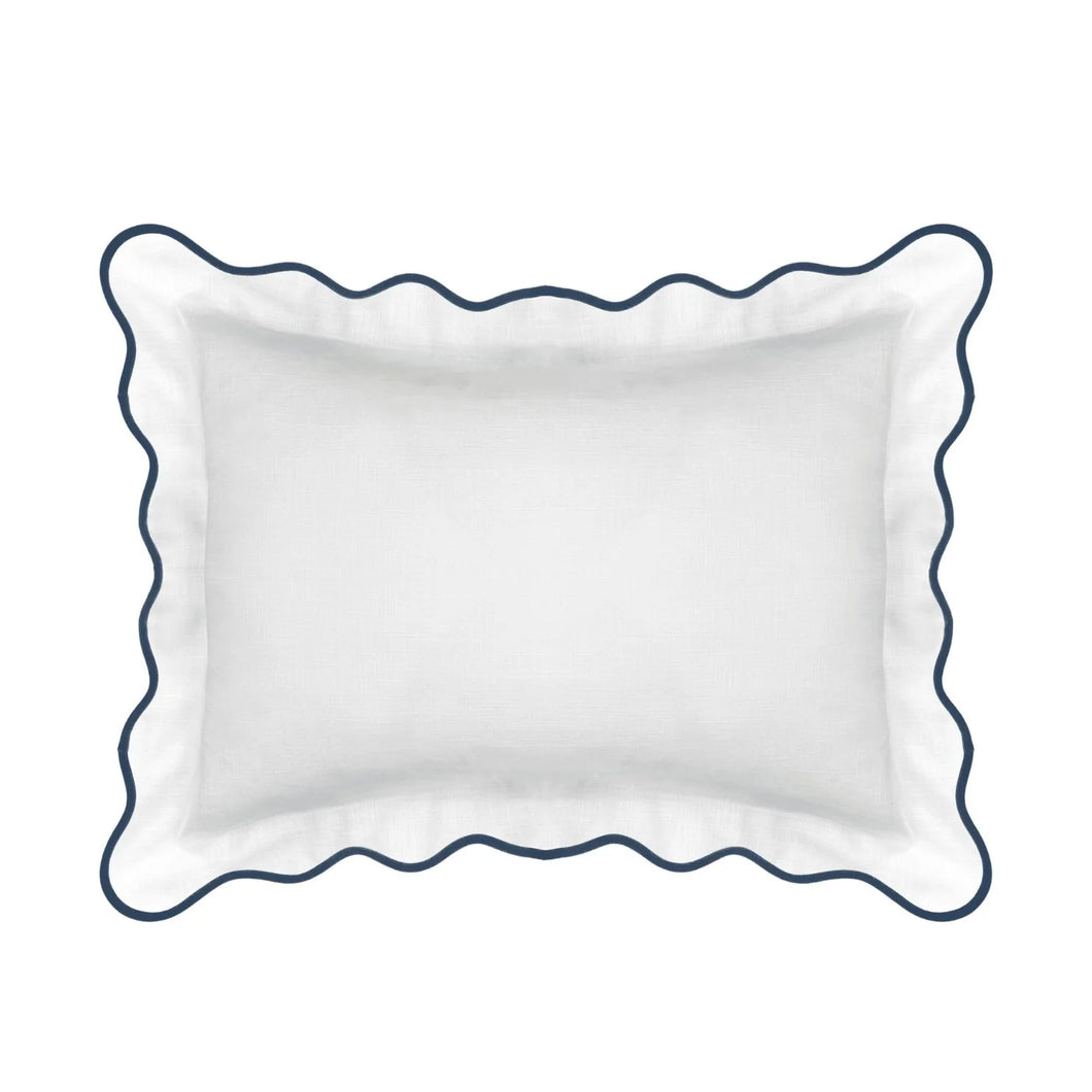 Scalloped Sham, Navy / White