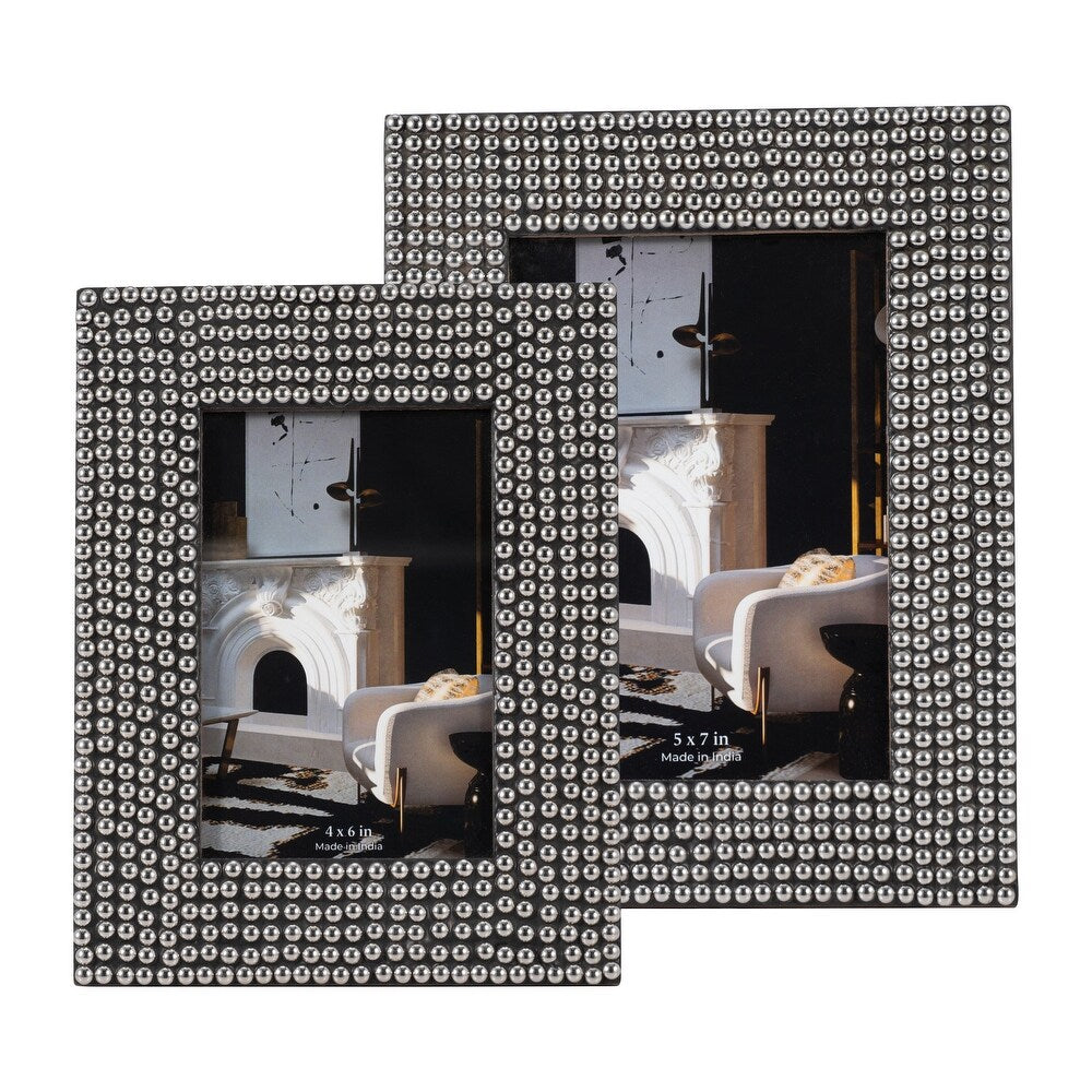 Studded Photo Frame, Silver/black